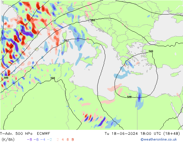 T-Adv. 500 hPa ECMWF mar 18.06.2024 18 UTC