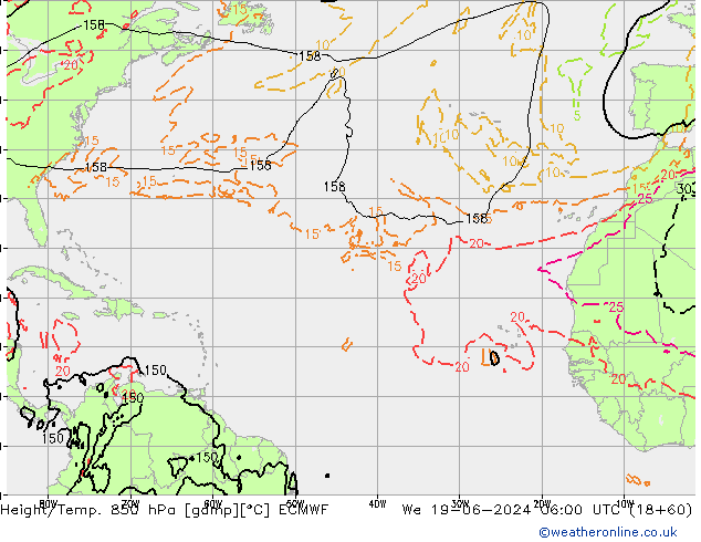 Z500/Rain (+SLP)/Z850 ECMWF mer 19.06.2024 06 UTC