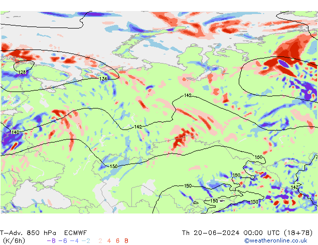 T-Adv. 850 hPa ECMWF gio 20.06.2024 00 UTC