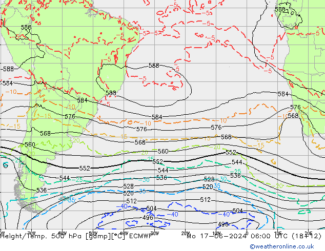 Z500/Yağmur (+YB)/Z850 ECMWF Pzt 17.06.2024 06 UTC