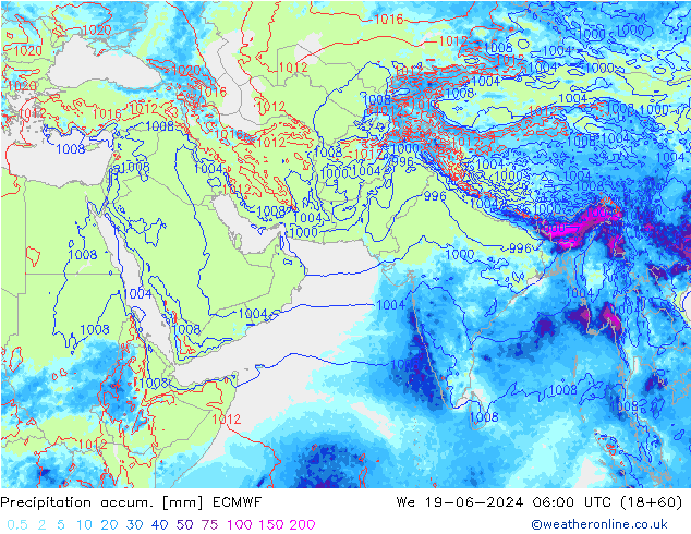 Totale neerslag ECMWF wo 19.06.2024 06 UTC