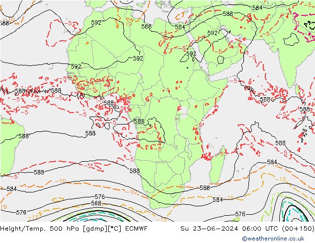 Z500/Rain (+SLP)/Z850 ECMWF nie. 23.06.2024 06 UTC