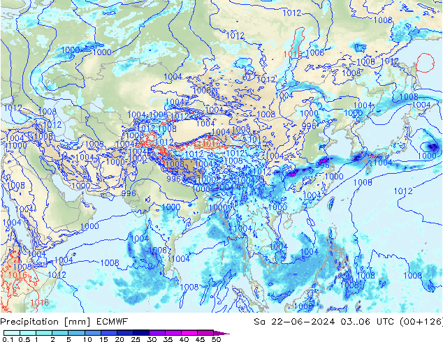 precipitação ECMWF Sáb 22.06.2024 06 UTC