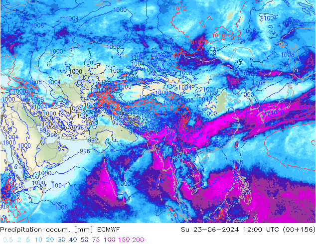 Precipitation accum. ECMWF  23.06.2024 12 UTC