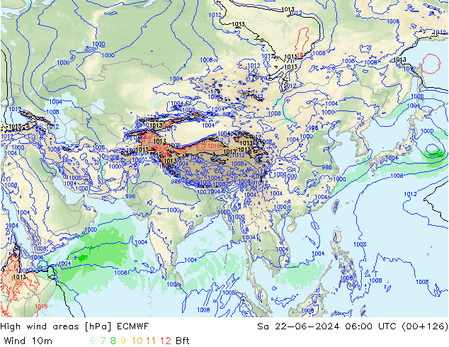 yüksek rüzgarlı alanlar ECMWF Cts 22.06.2024 06 UTC