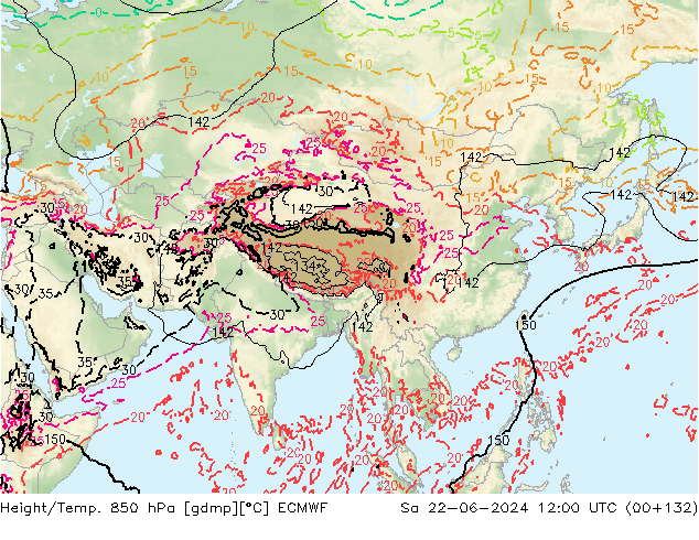 Z500/Rain (+SLP)/Z850 ECMWF сб 22.06.2024 12 UTC