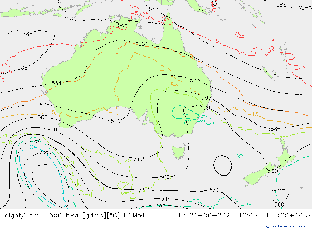 Z500/Rain (+SLP)/Z850 ECMWF Fr 21.06.2024 12 UTC