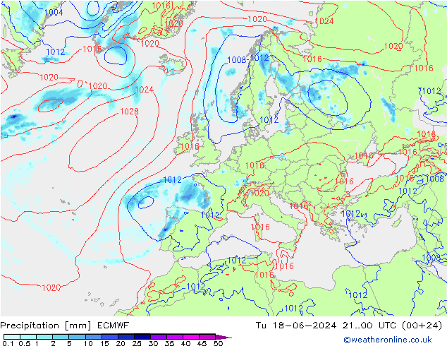 Niederschlag ECMWF Di 18.06.2024 00 UTC