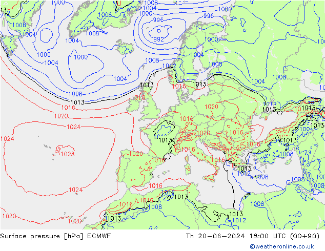 pression de l'air ECMWF jeu 20.06.2024 18 UTC