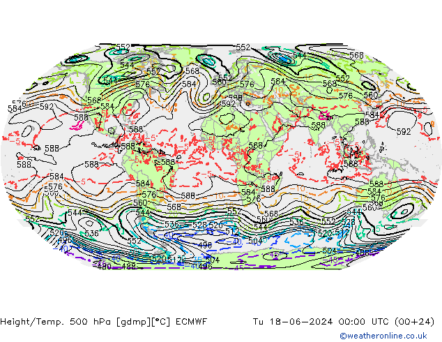 Z500/Yağmur (+YB)/Z850 ECMWF Sa 18.06.2024 00 UTC