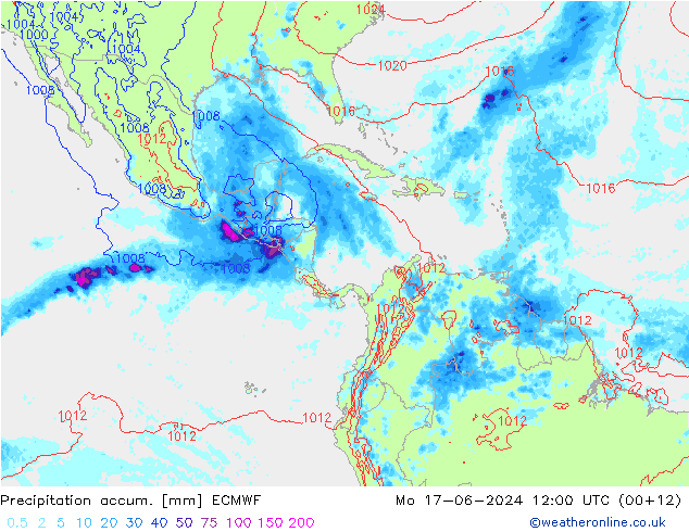 Precipitation accum. ECMWF Seg 17.06.2024 12 UTC