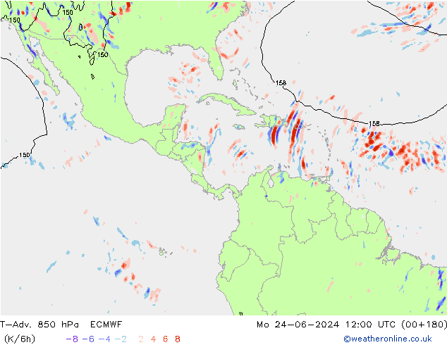 T-Adv. 850 hPa ECMWF Po 24.06.2024 12 UTC