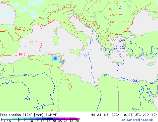 opad (12h) ECMWF pon. 24.06.2024 06 UTC