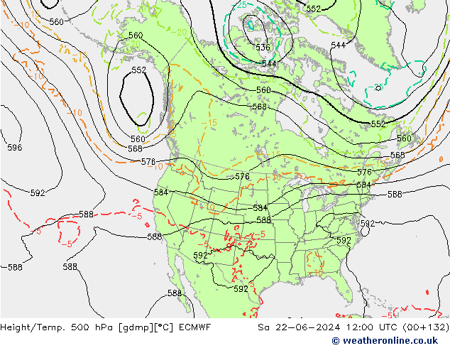 Z500/Yağmur (+YB)/Z850 ECMWF Cts 22.06.2024 12 UTC