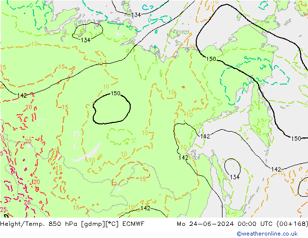Z500/Rain (+SLP)/Z850 ECMWF Mo 24.06.2024 00 UTC