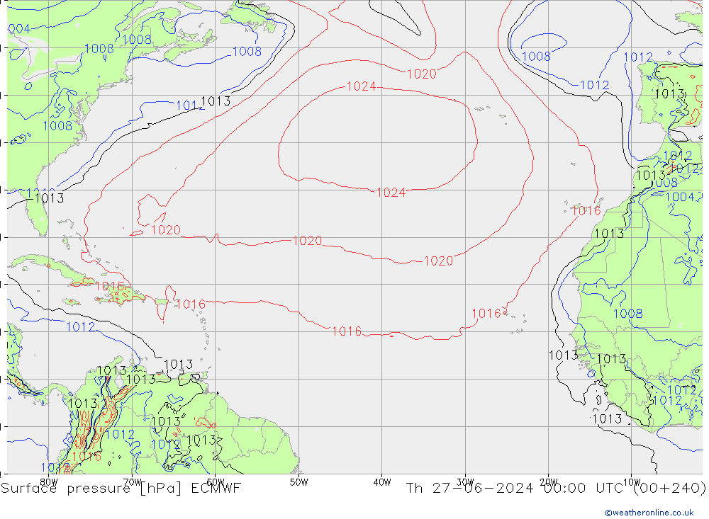 Yer basıncı ECMWF Per 27.06.2024 00 UTC