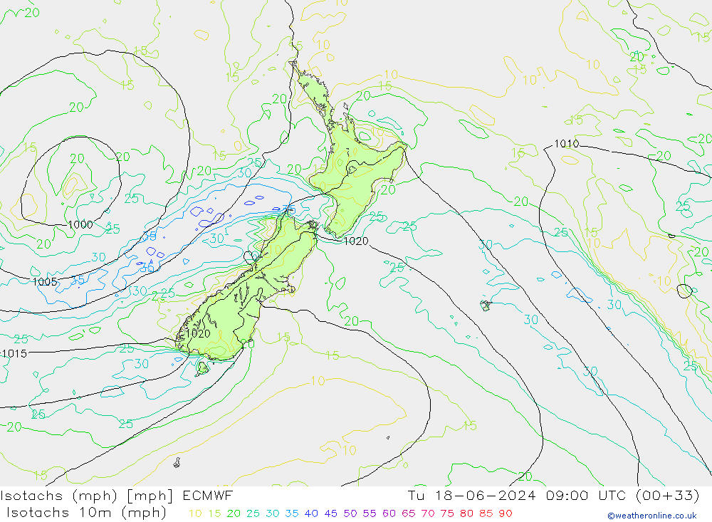 Isotaca (mph) ECMWF mar 18.06.2024 09 UTC