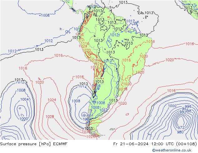Pressione al suolo ECMWF ven 21.06.2024 12 UTC