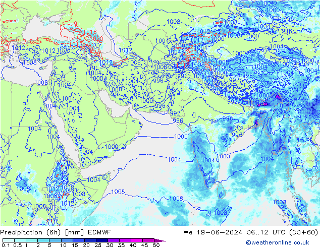 Z500/Rain (+SLP)/Z850 ECMWF We 19.06.2024 12 UTC