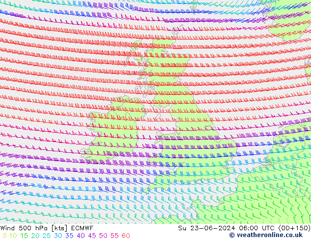Vent 500 hPa ECMWF dim 23.06.2024 06 UTC