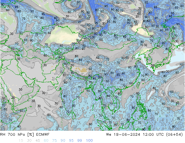 RH 700 hPa ECMWF St 19.06.2024 12 UTC