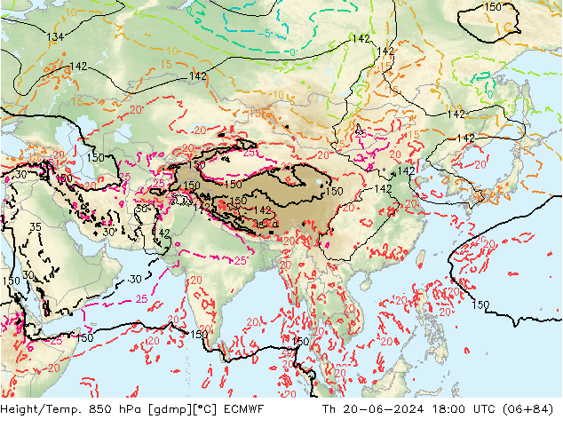 Z500/Rain (+SLP)/Z850 ECMWF Th 20.06.2024 18 UTC