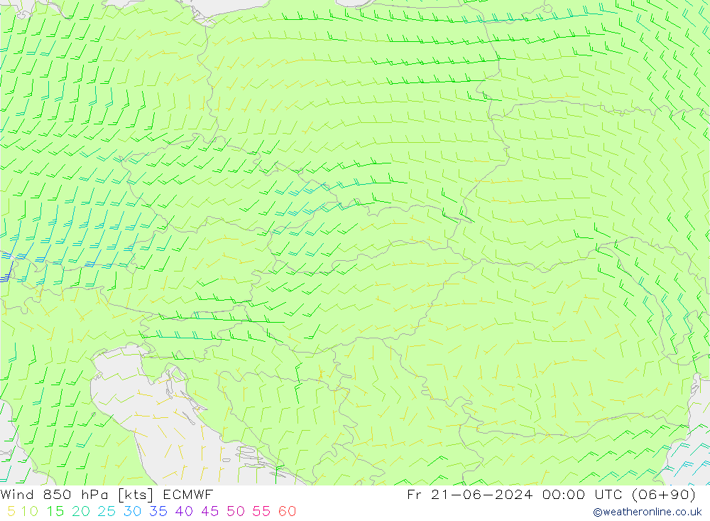 Wind 850 hPa ECMWF Fr 21.06.2024 00 UTC