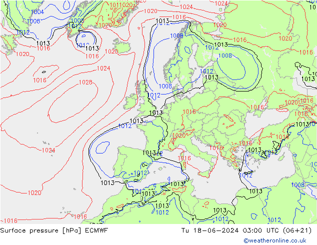 Pressione al suolo ECMWF mar 18.06.2024 03 UTC