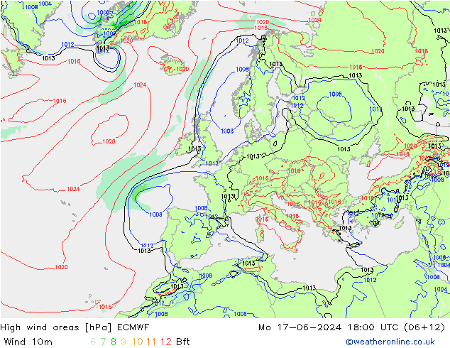 Windvelden ECMWF ma 17.06.2024 18 UTC