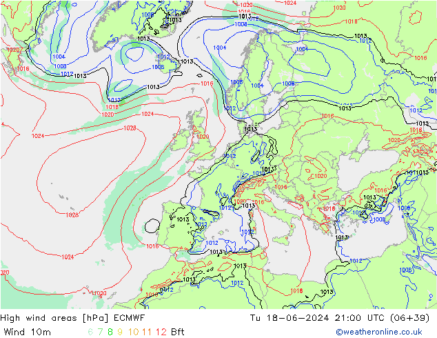 High wind areas ECMWF Ter 18.06.2024 21 UTC
