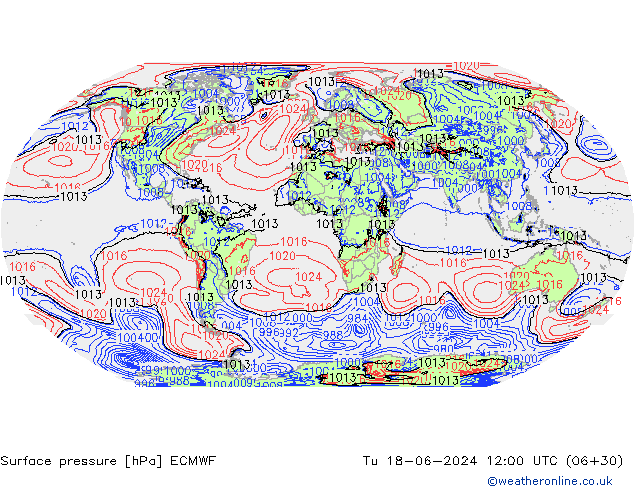 Surface pressure ECMWF Tu 18.06.2024 12 UTC