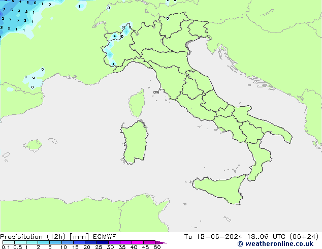 Precipitación (12h) ECMWF mar 18.06.2024 06 UTC