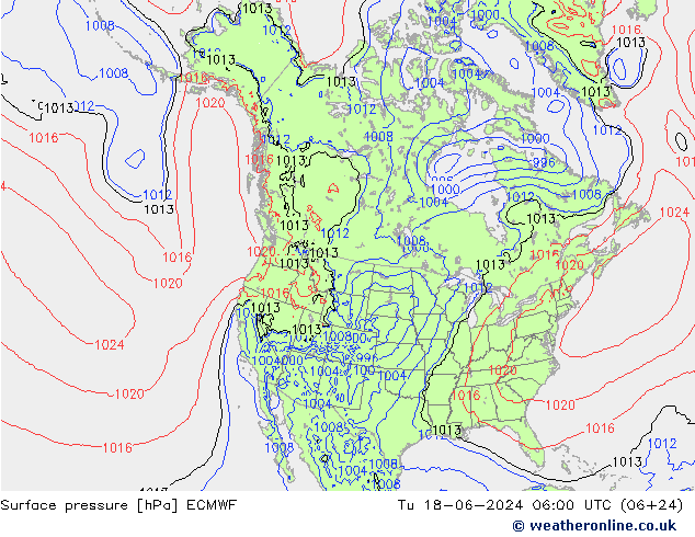 地面气压 ECMWF 星期二 18.06.2024 06 UTC