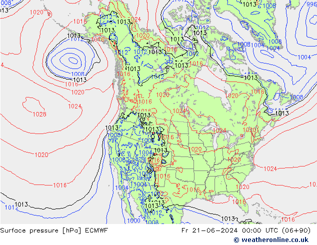 pressão do solo ECMWF Sex 21.06.2024 00 UTC