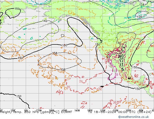 Z500/Rain (+SLP)/Z850 ECMWF wto. 18.06.2024 06 UTC