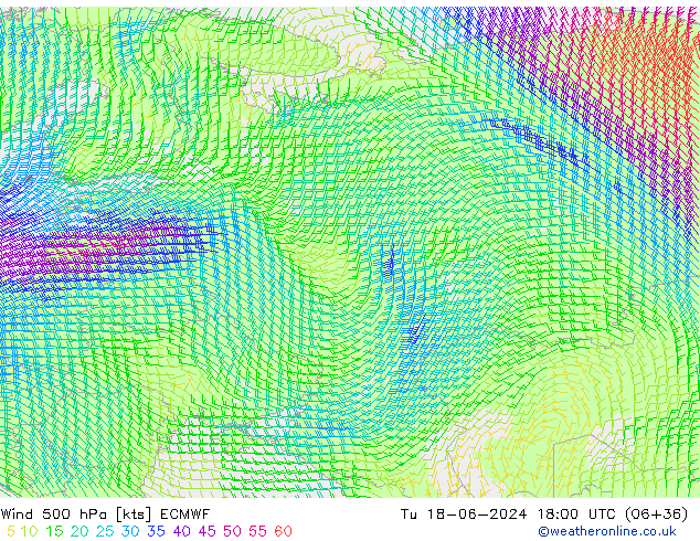 Viento 500 hPa ECMWF mar 18.06.2024 18 UTC