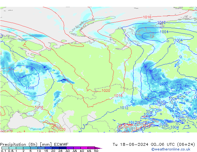 Z500/Rain (+SLP)/Z850 ECMWF вт 18.06.2024 06 UTC