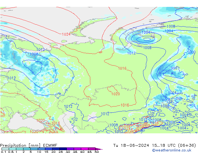 Precipitation ECMWF Tu 18.06.2024 18 UTC