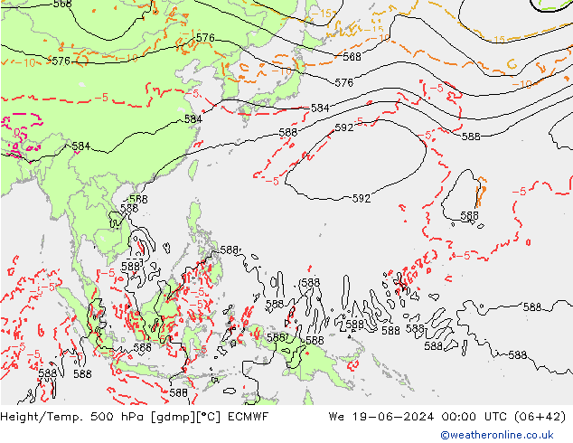 Z500/Rain (+SLP)/Z850 ECMWF ср 19.06.2024 00 UTC