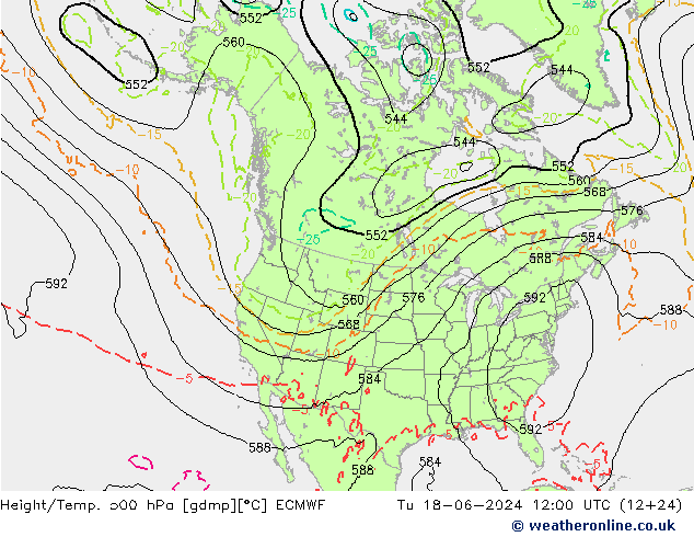 Z500/Rain (+SLP)/Z850 ECMWF вт 18.06.2024 12 UTC