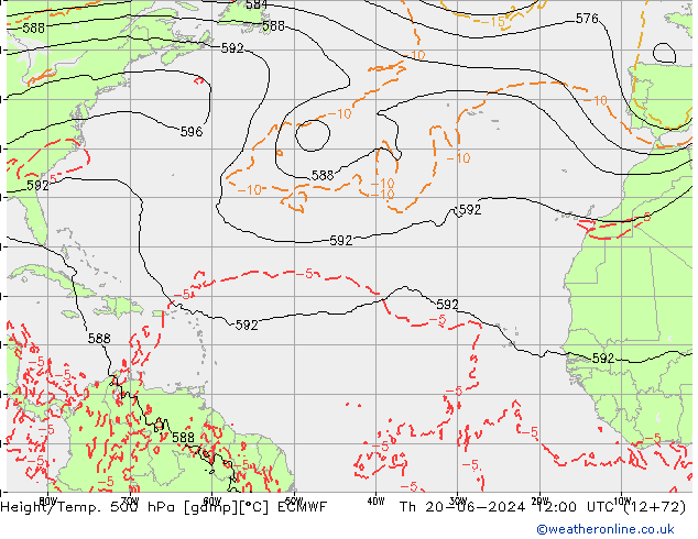 Z500/Rain (+SLP)/Z850 ECMWF czw. 20.06.2024 12 UTC