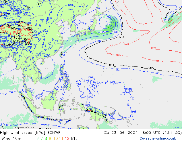 High wind areas ECMWF Dom 23.06.2024 18 UTC
