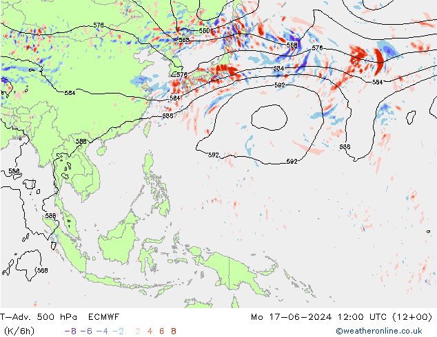 T-Adv. 500 гПа ECMWF пн 17.06.2024 12 UTC
