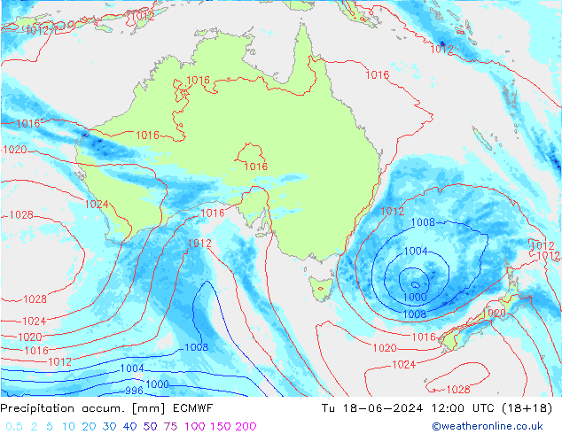 Precipitation accum. ECMWF mar 18.06.2024 12 UTC