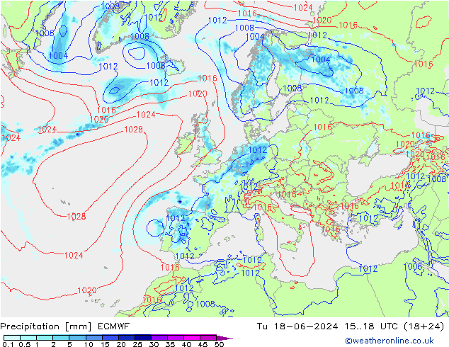 Neerslag ECMWF di 18.06.2024 18 UTC