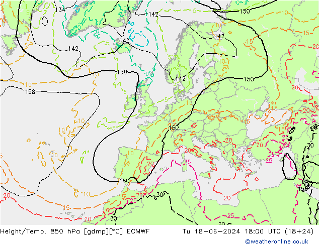 Z500/Rain (+SLP)/Z850 ECMWF вт 18.06.2024 18 UTC