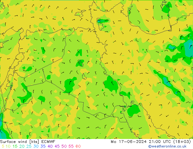 Surface wind ECMWF Po 17.06.2024 21 UTC