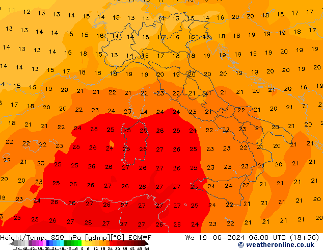 Z500/Rain (+SLP)/Z850 ECMWF śro. 19.06.2024 06 UTC