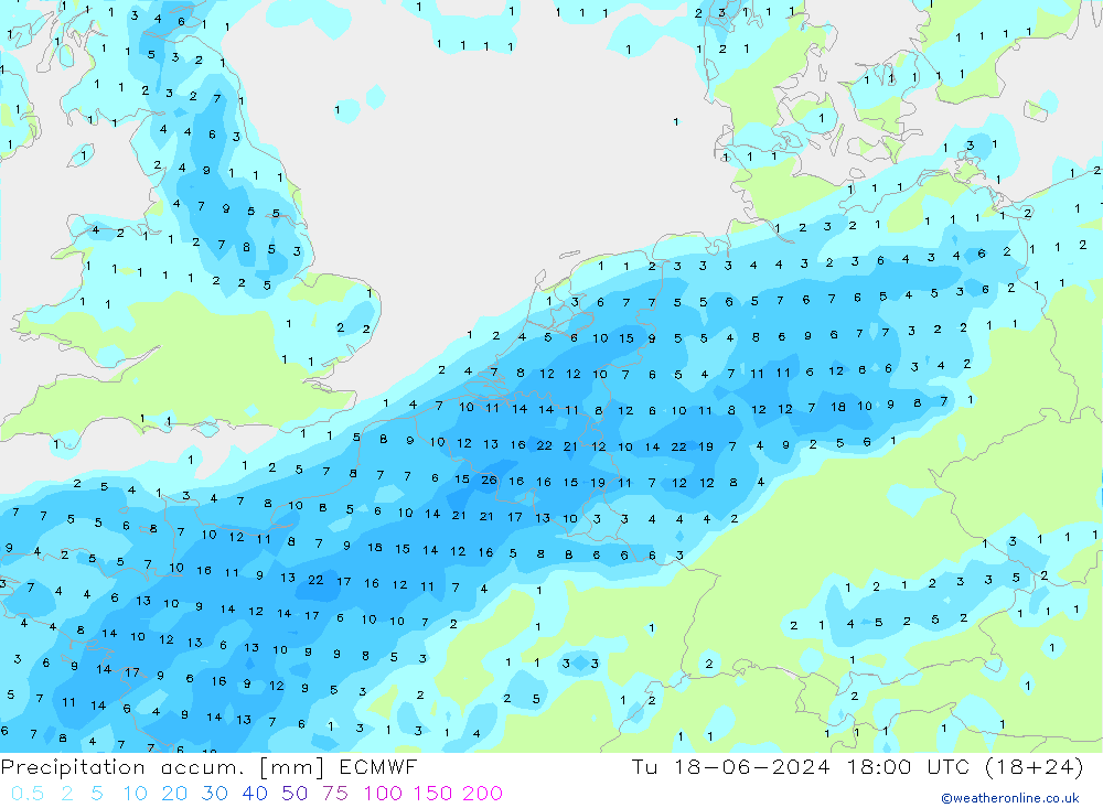 Precipitation accum. ECMWF Tu 18.06.2024 18 UTC