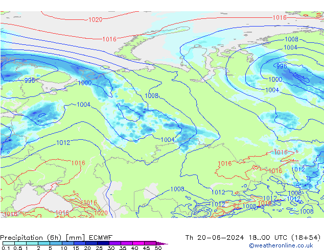 Z500/Rain (+SLP)/Z850 ECMWF czw. 20.06.2024 00 UTC